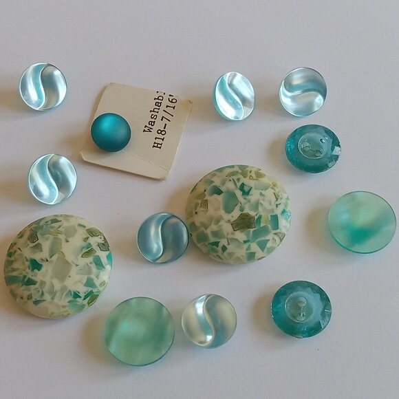 Other - 13 Retro Blue Vintage Buttons